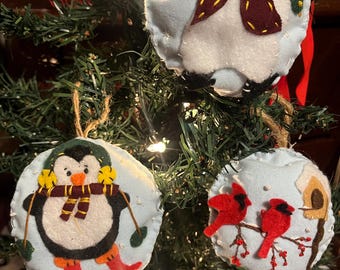 Handmade Felt Christmas Ornaments: Winter Friends Set
