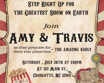 Circus Baby Shower Invitation | carnival/circus Theme (Digital Download 5x7" PDF & JPG)