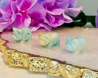 Caribbean Calcite Mini Pig - Pocket Crystals - Good Fortune - Chakra - Pig Gifts - Caribbean Calcite Crystal Carvings - Home Decor