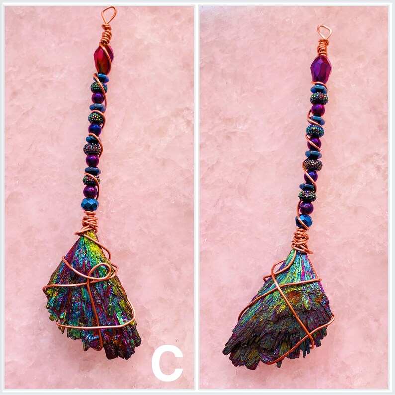 Kyanite Witch Broom Ornaments wire Wrapped Kyanite titanium Etsy