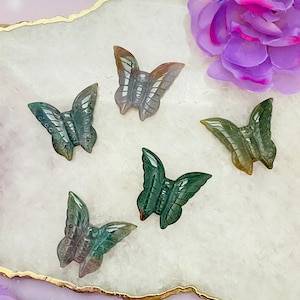 Ocean Jasper Butterfly Carving: Healing Crystal Decor