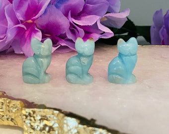 Caribbean Calcite Mini Cat - Crystal Cat Carving - Pocket Crystals - Cat Lover Gifts - Spirit Animal - Chakra - Crystal Decor - Wiccan