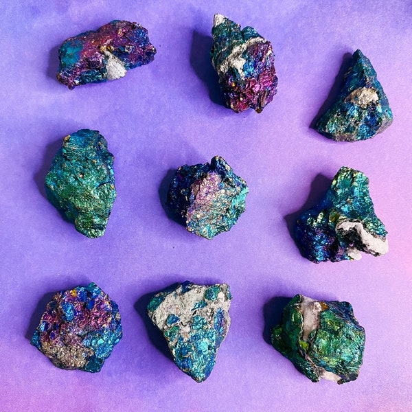 Raw Premium A++ Grade Peacock Ore - Chalcopyrite Stone - Chakra - Pocket Crystals - Raw Rough Peacock Ore Stones - Metaphysical -Witch Gifts