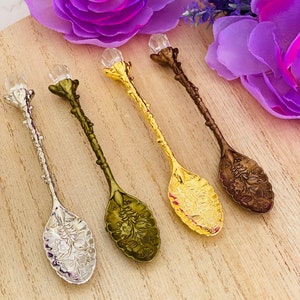 Magical Crystal Witch Spoon - Tea Spoon - Engraved Mini Spoon For Herbs - Altar Spoon - Witch Gifts - Divination Tools