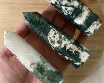 Natural Moss Agate Crystals - Moss Agate Tower Points -You Choose Crystal Tower - Witch Gifts - Healing Crystals - Crystal Decor- Chakra