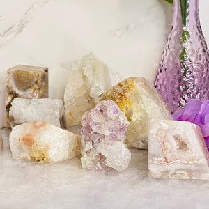 Pink Amethyst Flower Agate Freeform Crystals - Druzy Pink Amethyst - Chakra - Healing Crystals - Flower Agate Carvings - Witch Gifts -Wiccan