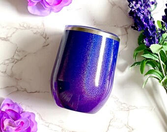 Purple Glitter Wine Tumbler - 12 OZ Tumbler - Nightshade Glitter Tumbler Blank - Ombre Glitter Cup -Wine Tumbler With Straw - Witch Gifts