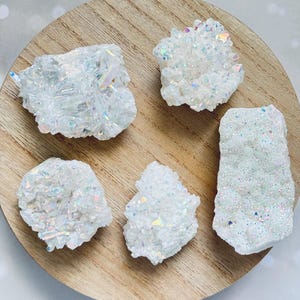 Angel Aura Quartz Cluster: White Crystal Home Decor