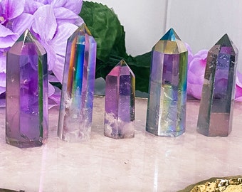 Tanzine Aura Quartz Tower - Crystal Obelisk - Chakra - Gifts For Her - Natural Stones - Metaphysical - Dreamy Home Decor - Tanzine Crystals