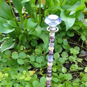 Purple top with Rhnestones Glass Beaded Plant Stake