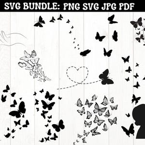 Fliegende Schmetterlinge Svg Bundle, Schmetterling Png, Schmetterling zwart, Layered svg,Design-Layout, Schmetterlingsschwarm svg, Cut Files for Cricut, Silhouette