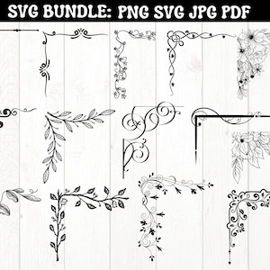 Ecke Border svg Bundle, Ecke svg, Vintage-Elemente, Floral Ecke svg-Dateien, dekorative, Border Frames svg, Dateien für Cricut Silhouette