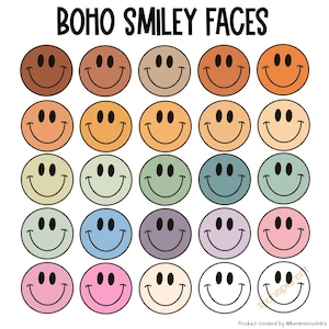 Boho Smiley Face Clipart