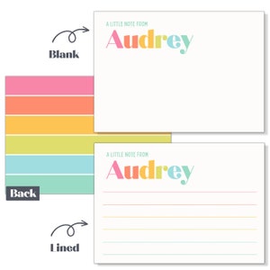 Kids Personalised Stationery Girls NoteCard Set Kids Thank You Notes Recycled Paper Penpal Gift Tween Girl Colourful Letter Writing Set image 3