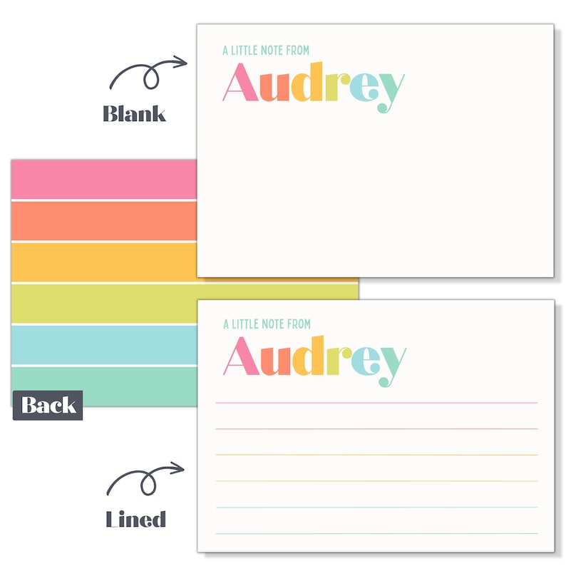 Kids Personalised Stationery Girls NoteCard Set Kids Thank You Notes Recycled Paper Penpal Gift Tween Girl Colourful Letter Writing Set image 3