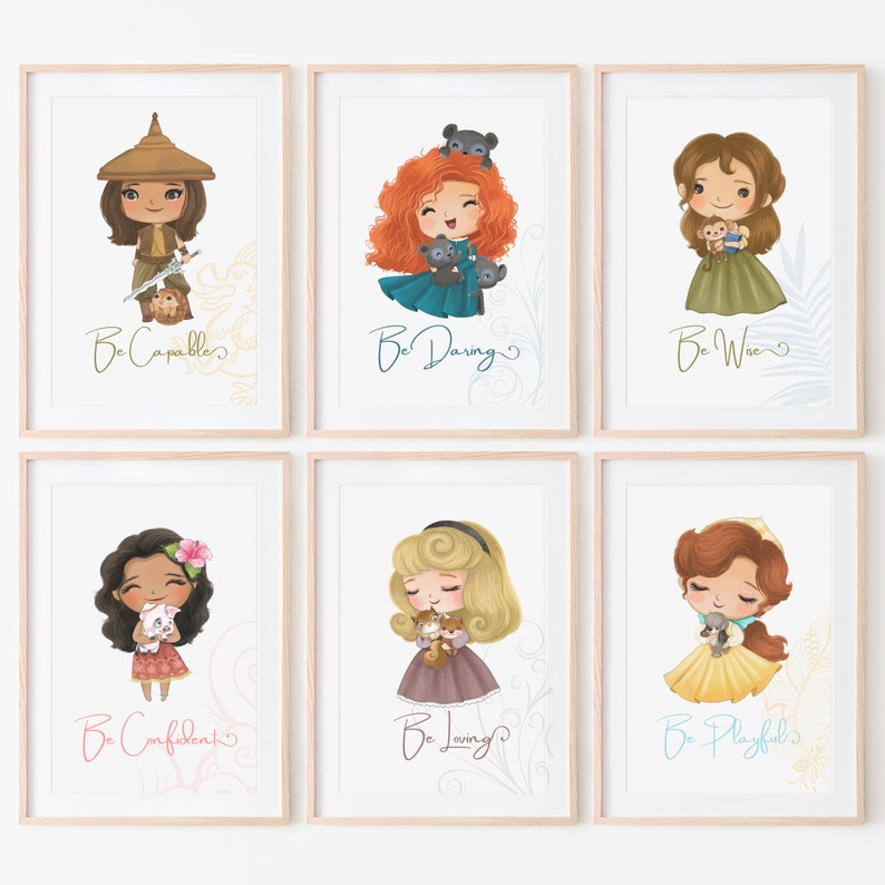 Set of 22 Princesses Digital Files, Princess Wall Decor, Princess Print ...