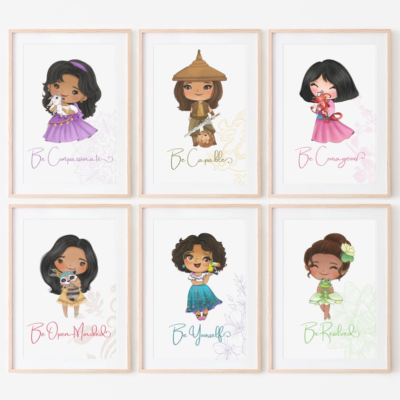 Set of 22 Princesses Digital Files, Princess Wall Decor, Princess Print ...