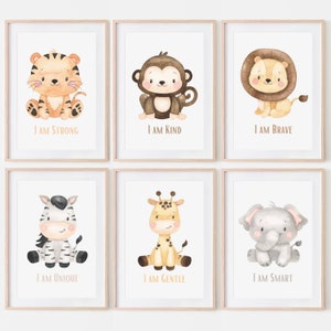 Safari Nursery Decor Safari Printable Wall Art Nursery Jungle Animal Print Baby Animal Poster I Am Kind Kid Print Gender Neutral Baby Decor