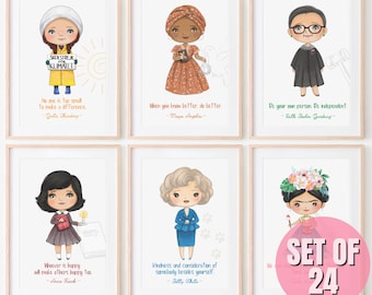 Inspirerende vrouwenprint invloedrijke vrouwen in de geschiedenis educatieve muurkunst vrouwelijke leiders meisjeskamer decor klaslokaal muurkunst prints voor kind