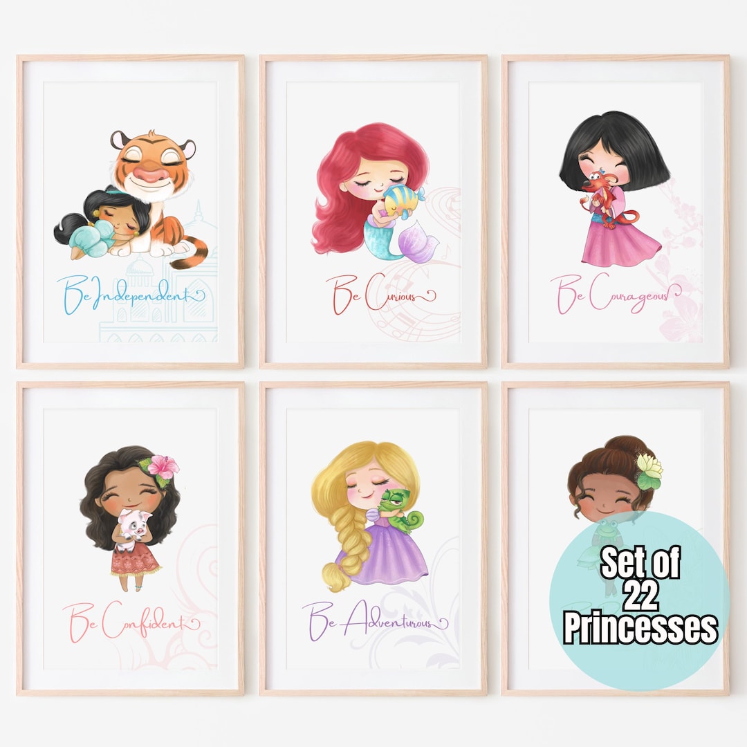 Set of 22 Princesses Digital Files, Princess Wall Decor, Princess Print ...