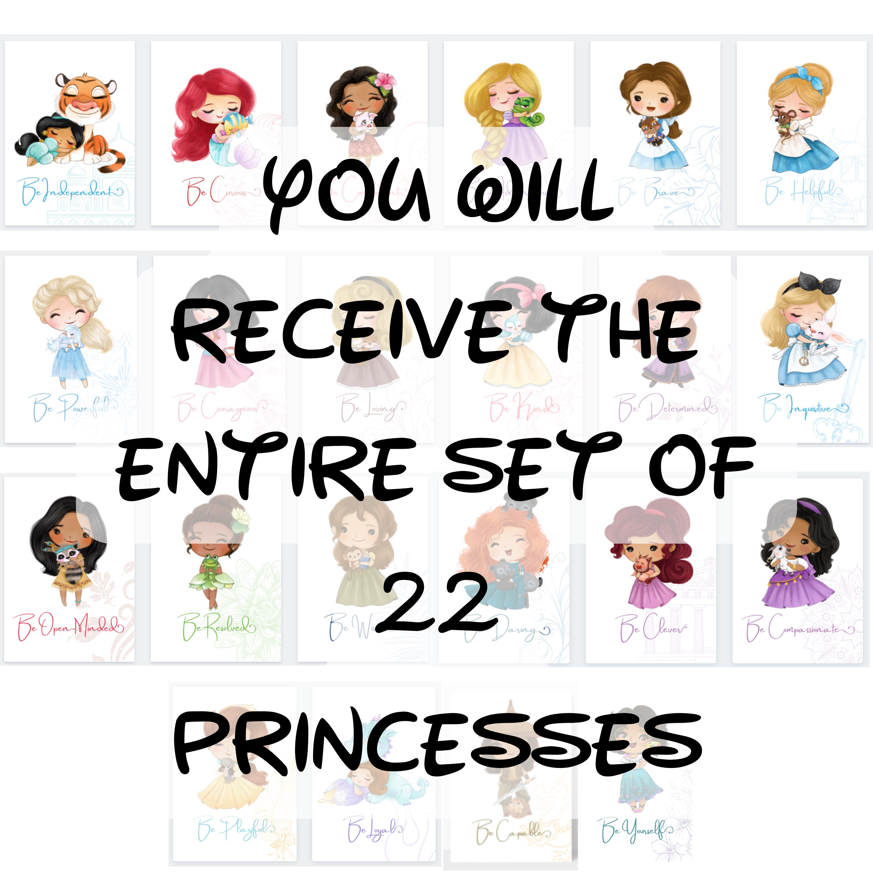Set of 22 Princesses Digital Files, Princess Wall Decor, Princess Print ...