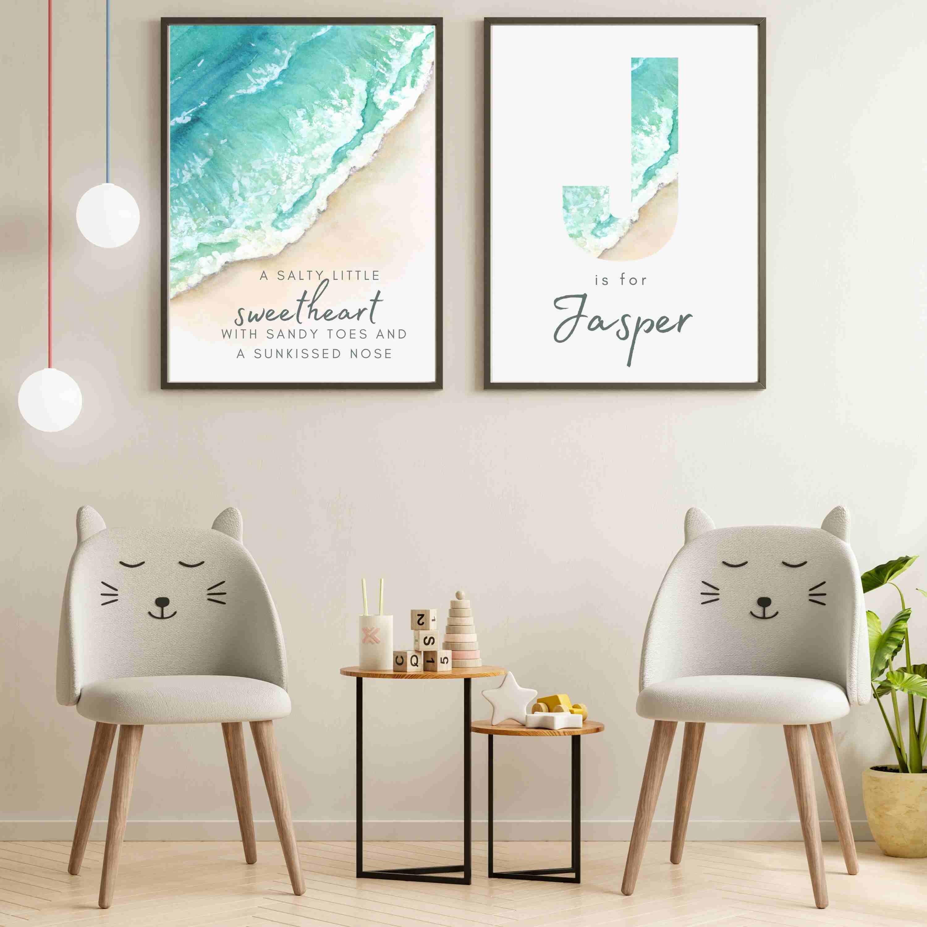 Personalized Ocean Nursery Print Set A Salty Little Etsy