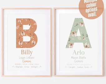 Carta natal de bebé, regalo del zodiaco Géminis, astrología, decoración de guardería personalizada, arte de pared personalizado, regalo único para recién nacidos, impresión digital