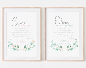 Christening Gift New Baby Personalized, Baptism Quote Baby Gift, Baby Dedication Gift, Gift, Christian Baby Printable, Nursery Bible Verse