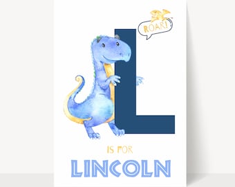 Dinosaur Name Print, T-rex Kids Poster, Dino Kids Bedroom, Custom Name Poster, Dinosaur Nursery Art, Brontosaurus, Triceratops Printable