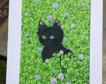 Original Artwork "Lucky Black Cat" By Merebeari