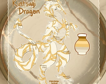 Kintsugi Dragon Furry Fursona Adoptable