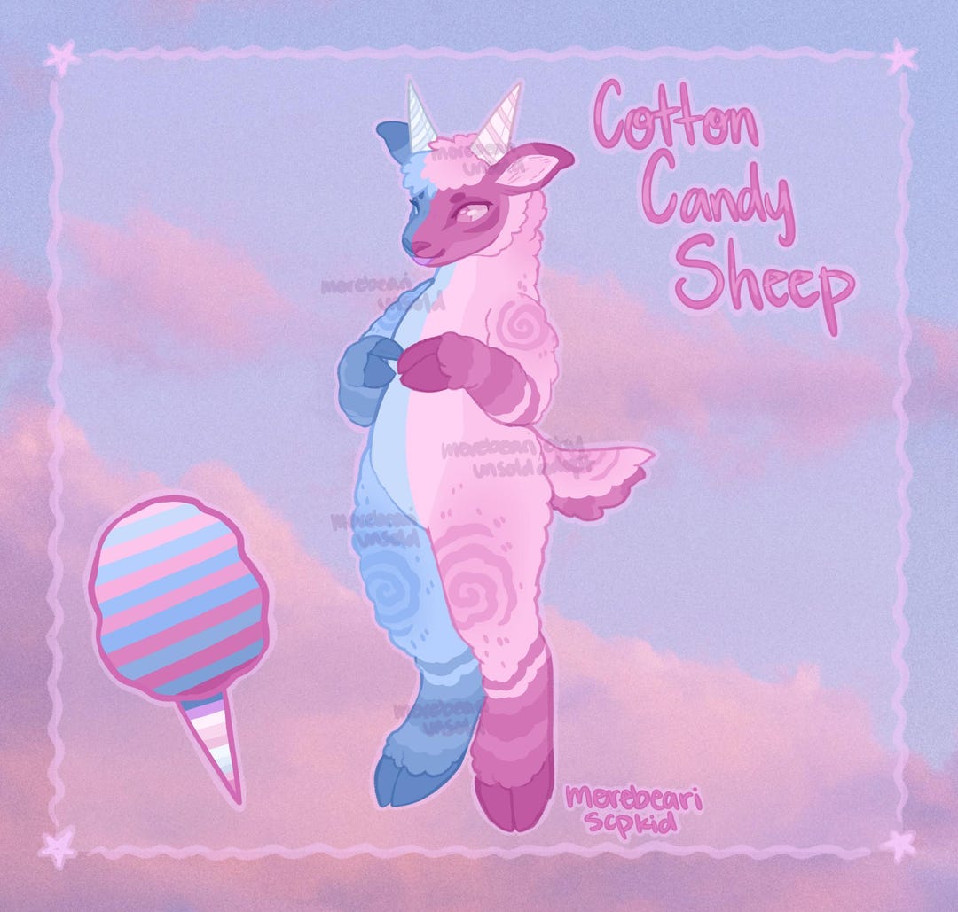 Cotton Candy Sheep Furry Fursona Adoptable Split Design - Etsy