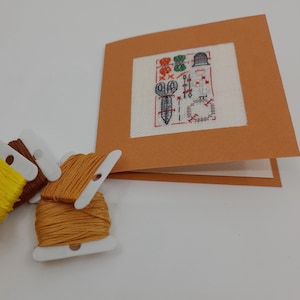 Hand embroidered greeting card "La couture" / Handmade greeting card / Happy birthday card / Luxury card / Unique card