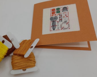 Hand embroidered greeting card "La couture" / Handmade greeting card / Happy birthday card / Luxury card / Unique card