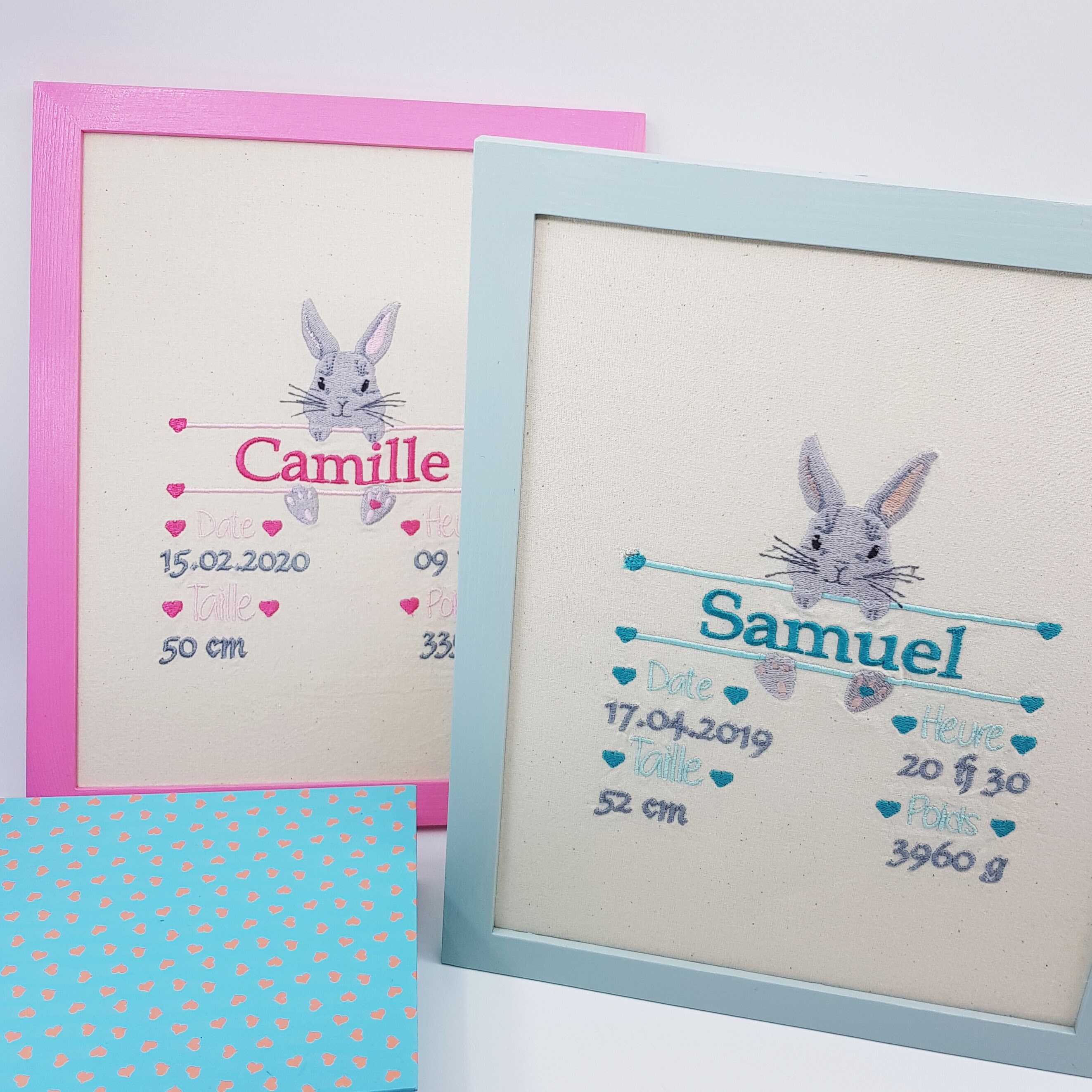 Tableau de Naissance - Acte Naissance-Affiche Broder - Cadeau Personnalisé-Chambre Bébé - Journal Na