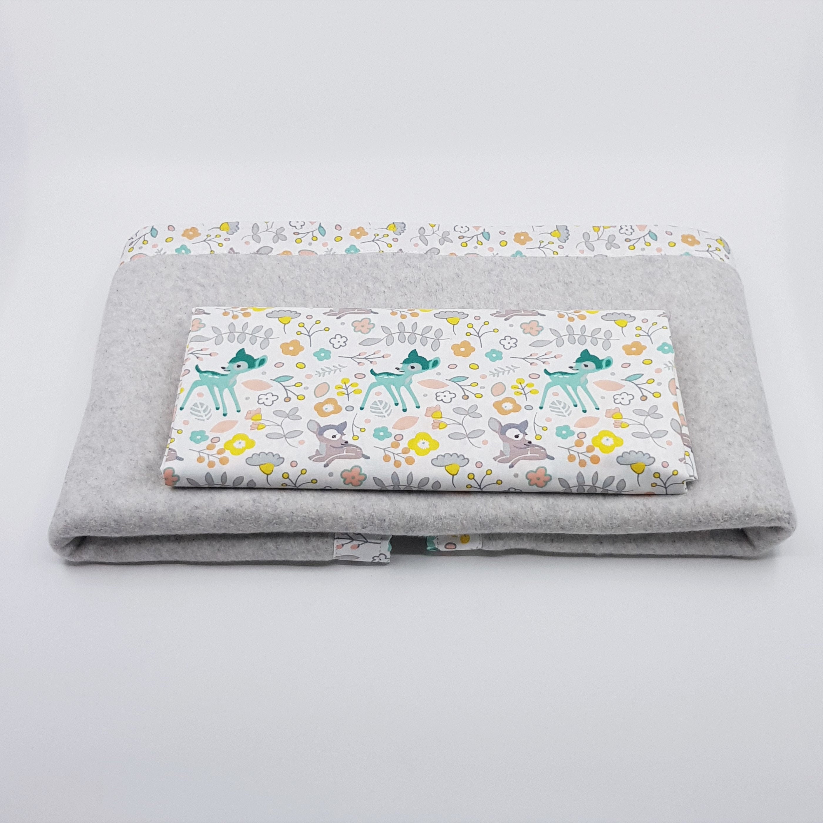 Ensemble de Literie Pour Bébé -Bambi et Fleurs - Linge Lit en Coton Bio Couverture Drap Cadeau Naiss