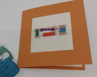 Hand embroidered greeting card "La couture" / Handmade greeting card / Happy birthday card / Luxury card / Unique card