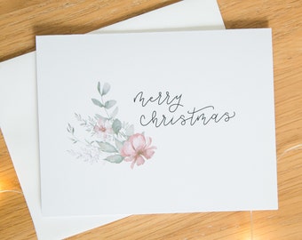 Christmas Greeting Card Set, Holiday Cards, Handmade Gift, Handwritten Merry Christmas Card, Festive Card for Mom