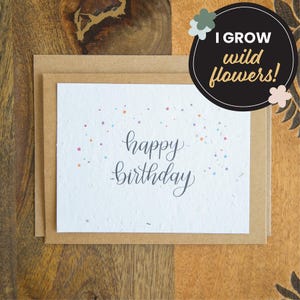 Carte d'anniversaire en papier graine pour elle, cadeau respectueux de l'environnement, papier graine de fleurs sauvages, carte de calligraphie, carte d'anniversaire jardin, papier à planter