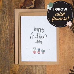 Carte joyeuse fête des mères, carte en papier graine, cadeaux plante pour maman, cadeau pour les amateurs de plantes, carte manuscrite, belle-mère carte fête des mères