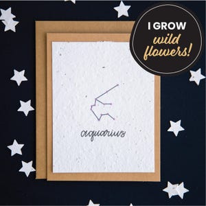 Carte d'anniversaire zodiaque Verseau, cartes en papier graine, cartes d'anniversaire constellation, carte d'anniversaire horoscope, carte de signe astrologique, carte astrologie
