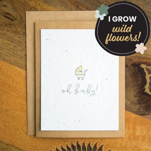 Carte de naissance non sexiste, Carte à planter pour un nouveau-né, Carte Oh Baby, Carte personnalisée de bébé fille, Cadeau pour les nouveaux parents, Carte en papier graine