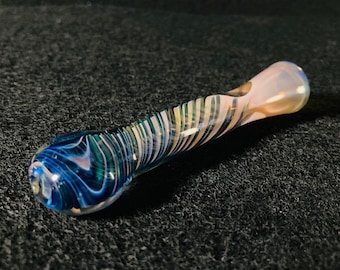 4” Golden Spiral Glass Chillum Glass Pipe | Pipe | Glass Pipes | Pipes | Smoking Pipe | Tobacco Pipe | Gift