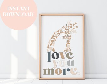 Giraffe Nursery Art Print, Baby Boy Safari Decor (Digital Download)