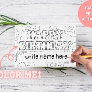 Tarjeta de cumpleaños coloreable / Tarjeta imprimible / Tarjeta para amigo / Tarjeta de feliz cumpleaños imprimible / Plantilla de tarjeta / Tarjeta impresa y color