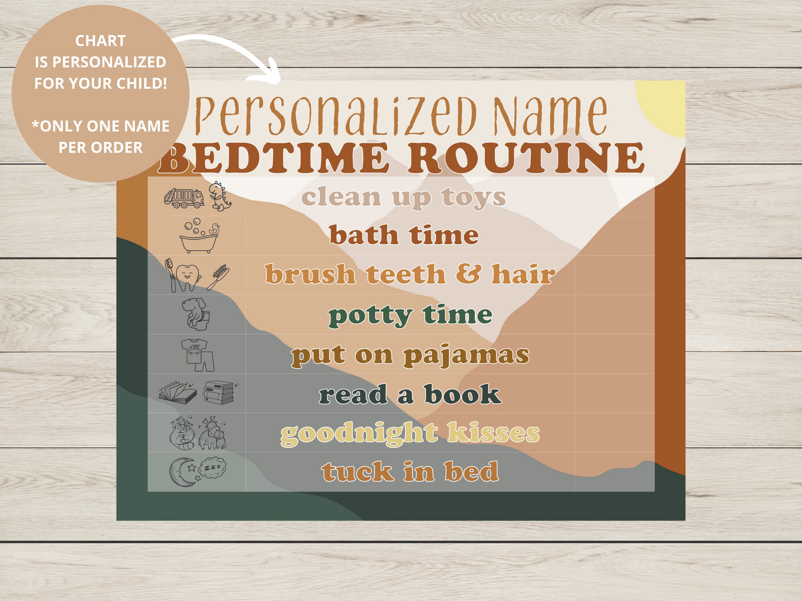 Personalised Bedtime Routine Chart Personalized Toddler Bedtime Routine Chart | Visual Checklist (digital ...