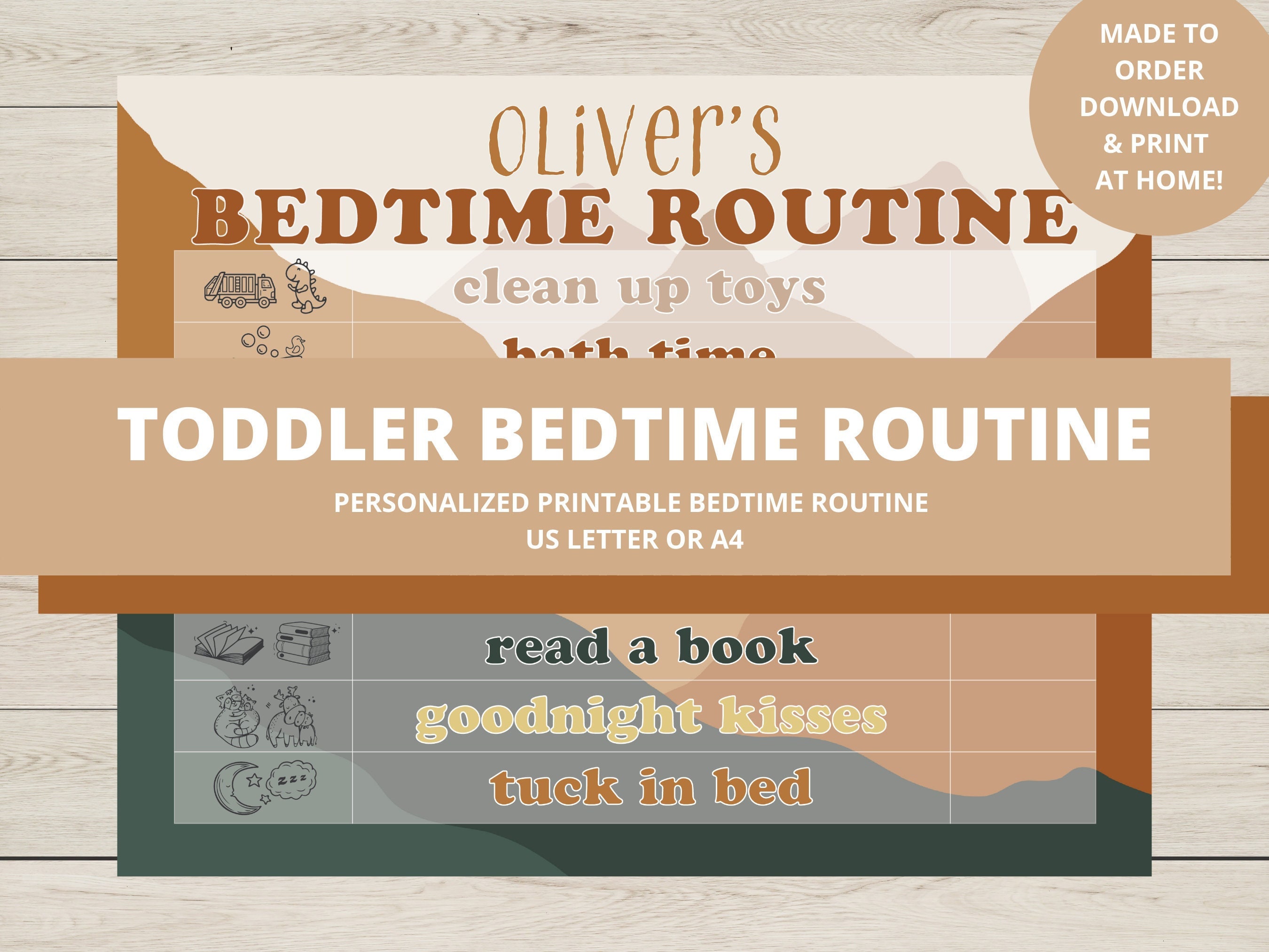 Personalised Bedtime Routine Chart Personalized Toddler Bedtime Routine Chart | Visual Checklist (digital ...