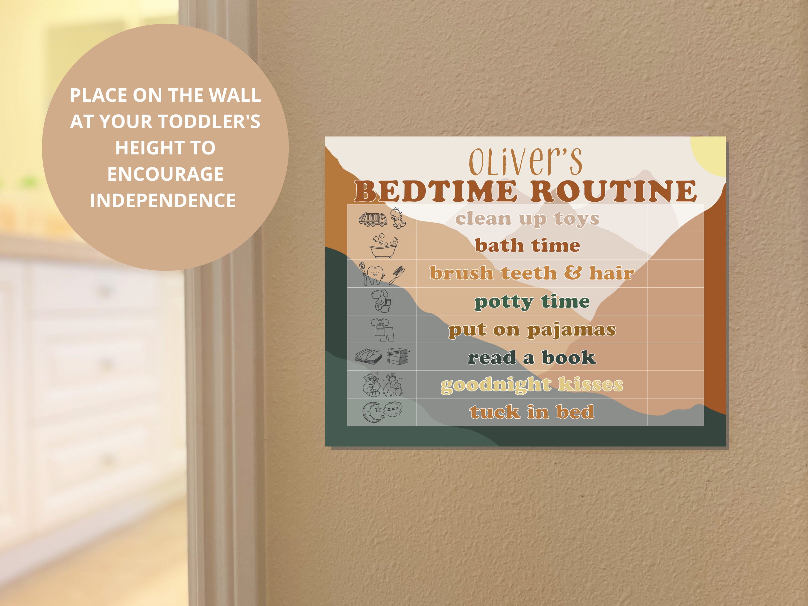 Personalised Bedtime Routine Chart Personalized Toddler Bedtime Routine Chart | Visual Checklist (digital ...