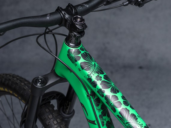 Bicycle Frame Protection Kit to Decorate Your Bike With Hawaiian Flowers in Black or White Etsy