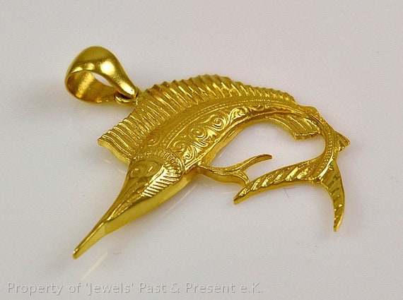 Großer Anhänger Schwertfisch 585er Gold - image 2